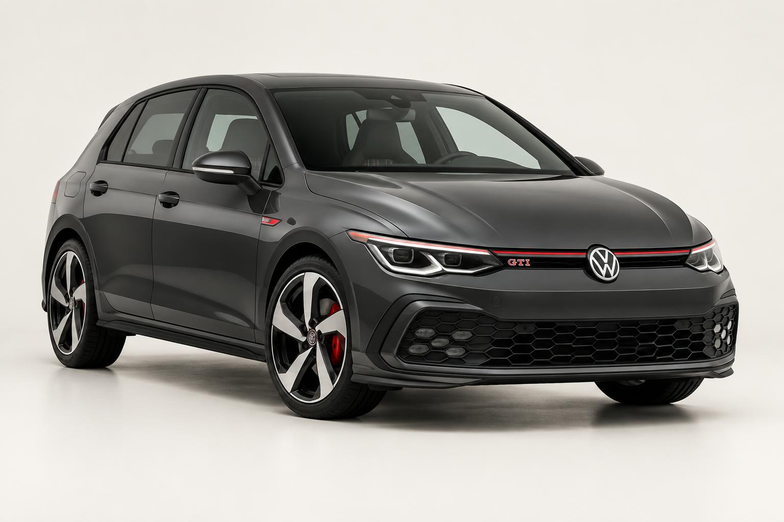 Volkswagen Golf GTI 2023 in donkergrijs huren bij MalaCars Nederland